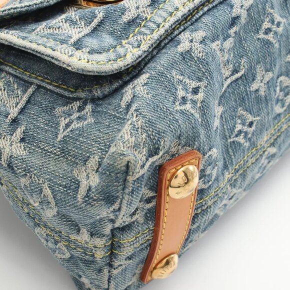 LOUIS VUITTON Baggy PM Shoulder Bag Monogram denim leather Blue Used LV - Picture 11 of 12